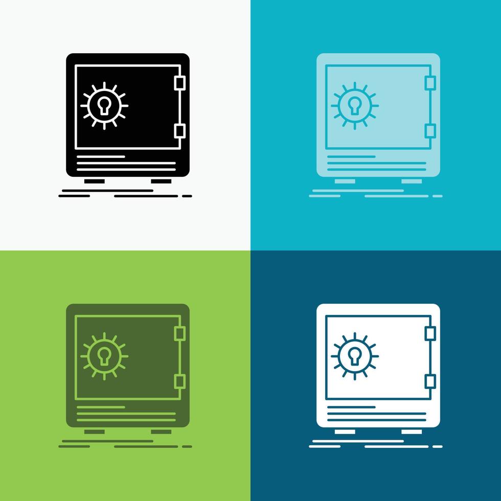 Bank. deposit. safe. safety. strongbox Icon Over Various Background. glyph style design. designed for web and app. Eps 10 vector illustration