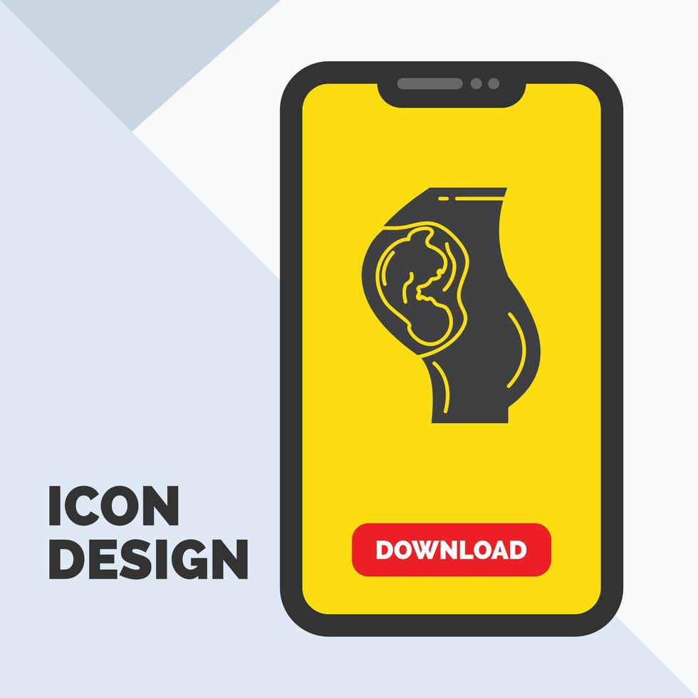 pregnancy. pregnant. baby. obstetrics. Mother Glyph Icon in Mobile for Download Page. Yellow Background vector