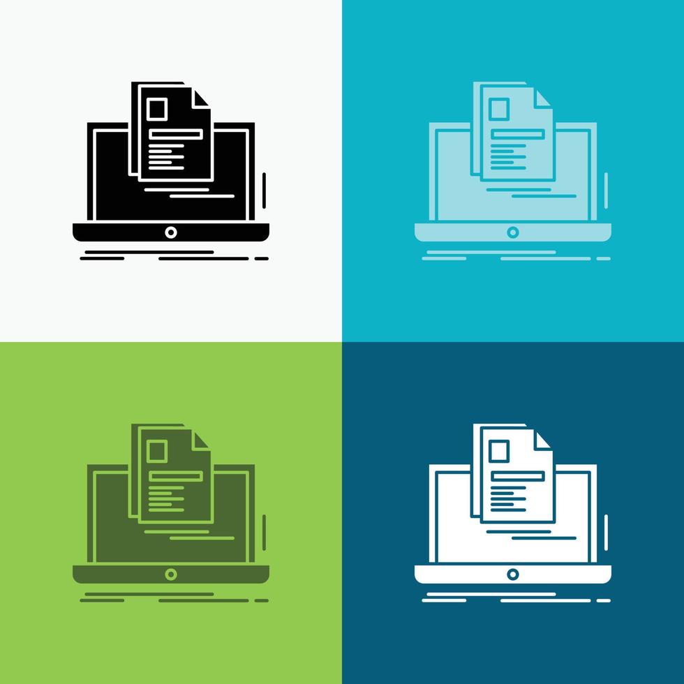 account. Laptop. Report. Print. Resume Icon Over Various Background. glyph style design. designed for web and app. Eps 10 vector illustration