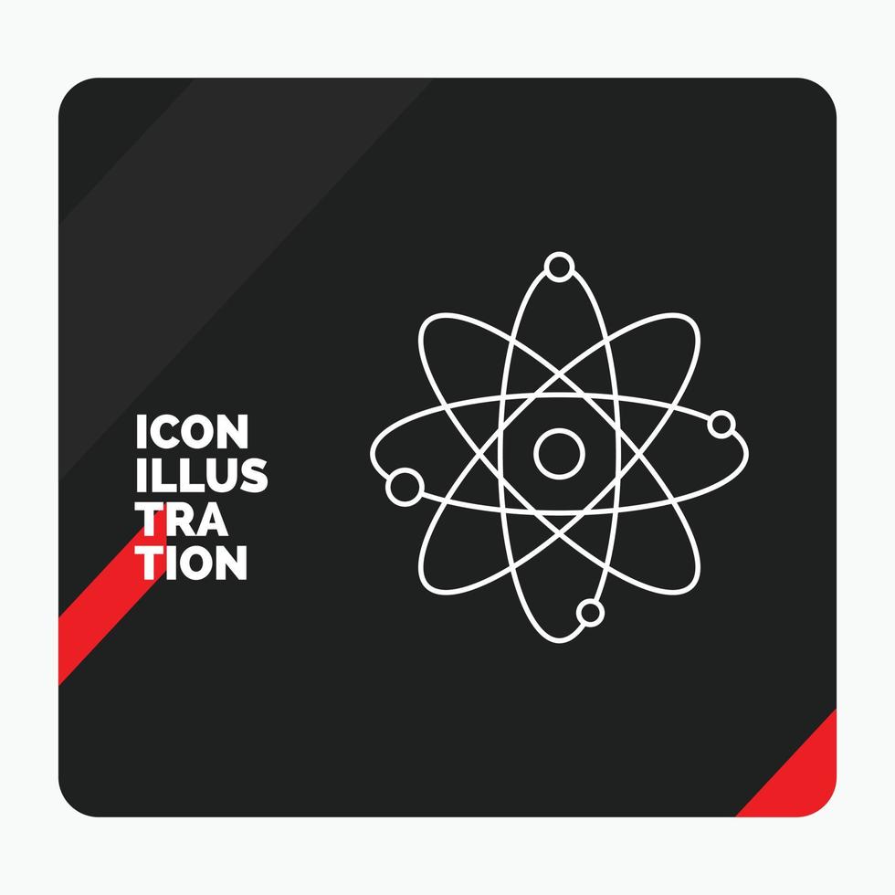 Red and Black Creative presentation Background for atom. nuclear. molecule. chemistry. science Line Icon vector