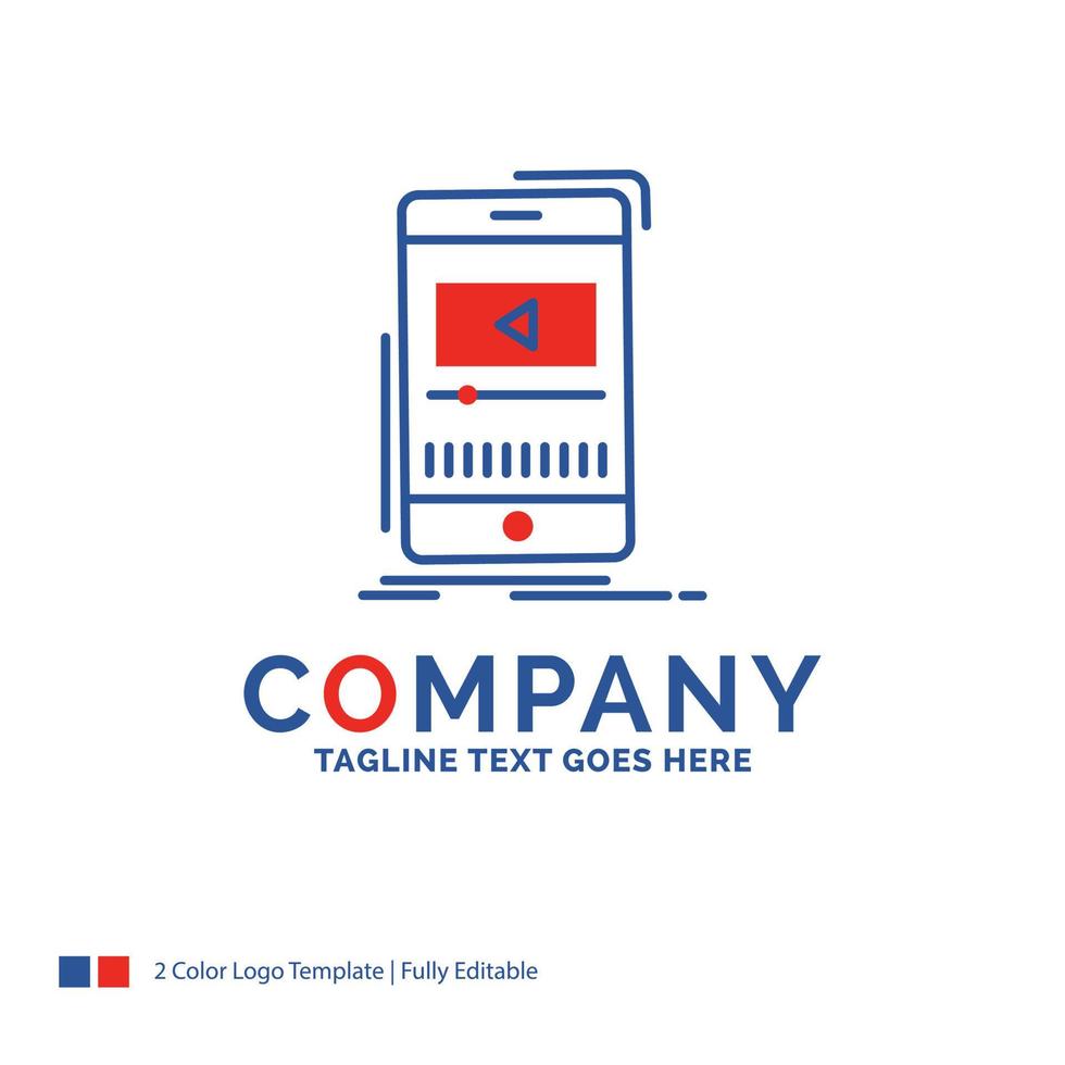 Company Name Logo Design For media. music. player. video. mobile. Blue and red Brand Name Design with place for Tagline. Abstract Creative Logo template for Small and Large Business. vector