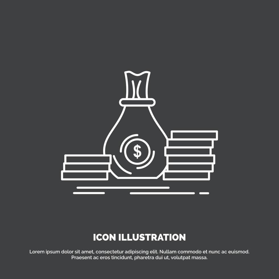 Accumulation. bag. investment. loan. money Icon. Line vector symbol for UI and UX. website or mobile application