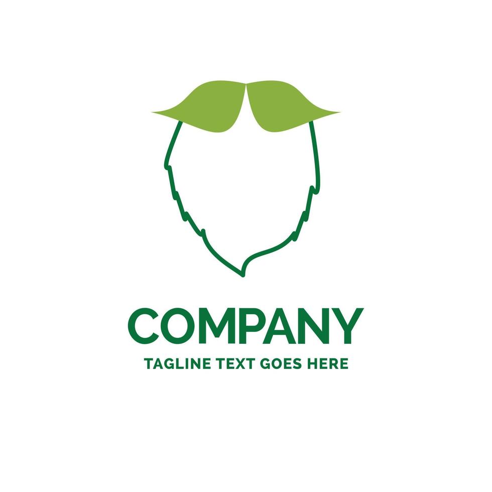 moustache. Hipster. movember. beared. men Flat Business Logo template. Creative Green Brand Name Design. vector
