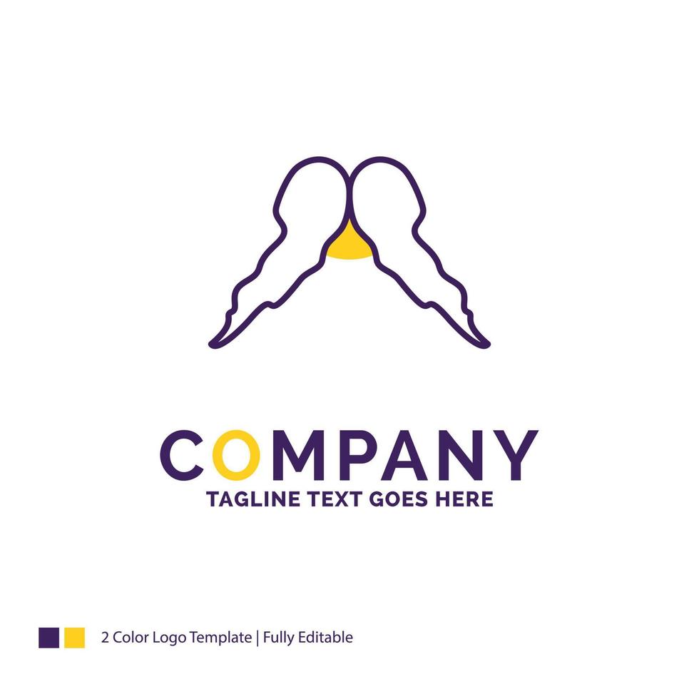 diseño de logotipo de nombre de empresa para bigote. inconformista. movimiento masculino. hombres. diseño de marca púrpura y amarillo con lugar para eslogan. plantilla de logotipo creativo para pequeñas y grandes empresas. vector