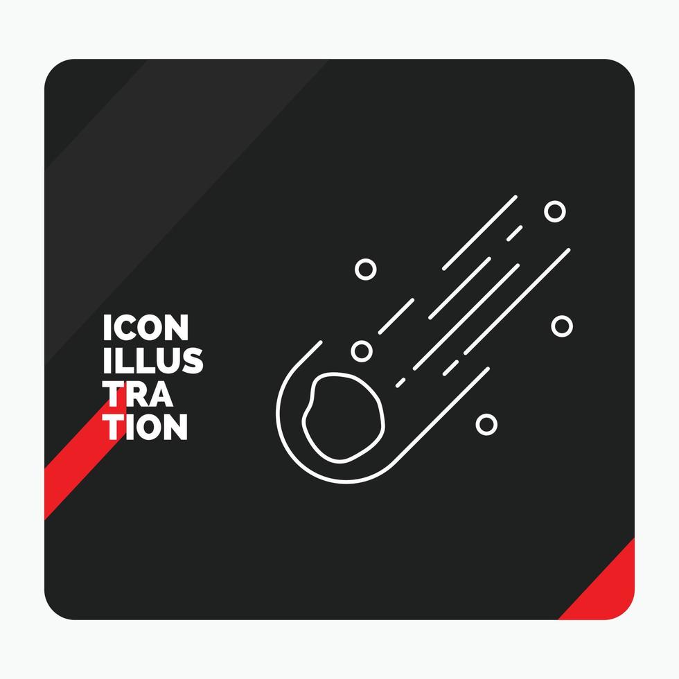 Red and Black Creative presentation Background for Asteroid. astronomy. meteor. space. comet Line Icon vector