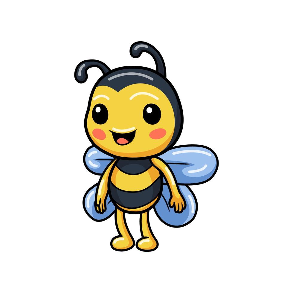 Cute little bee cartoon standing vector