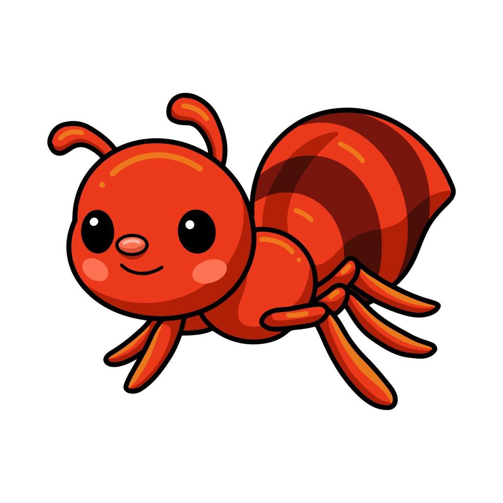 linda pequeña caricatura de hormiga roja vector