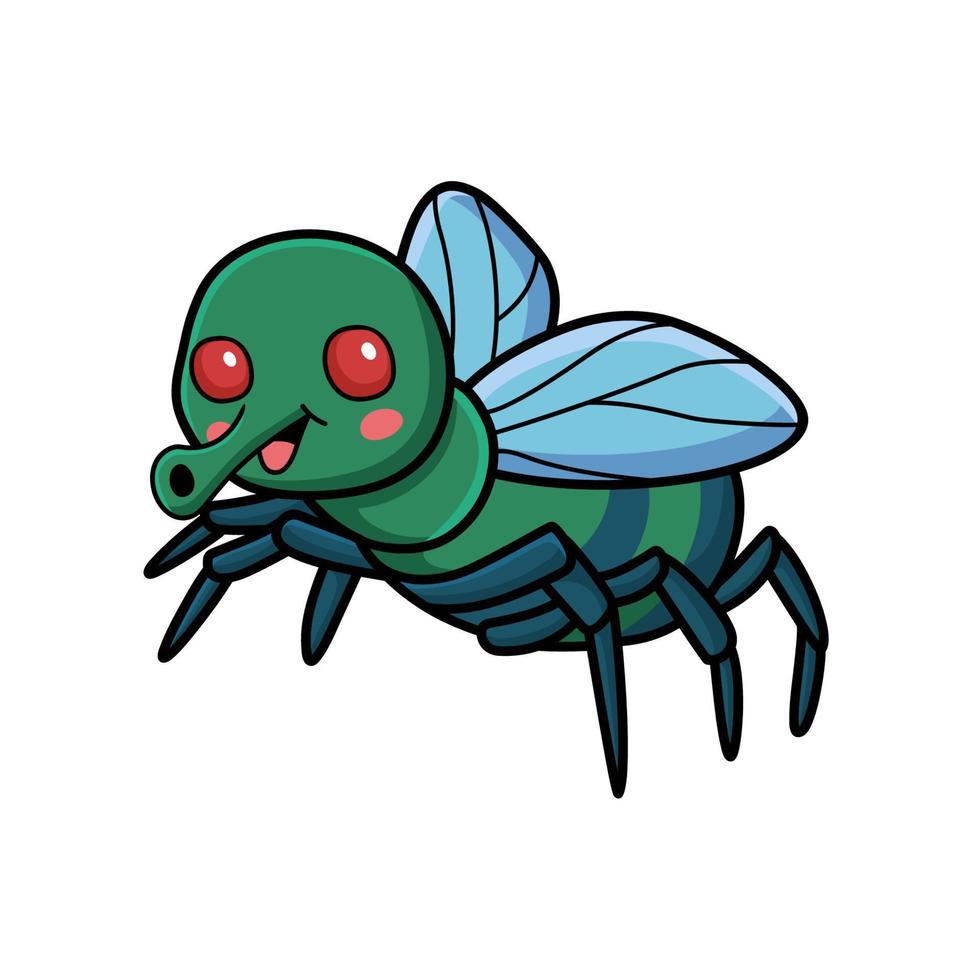 Cute little house fly cartoon vector