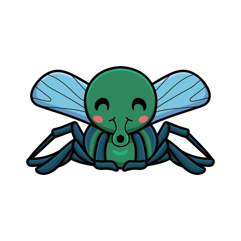 Cute little house fly cartoon vector