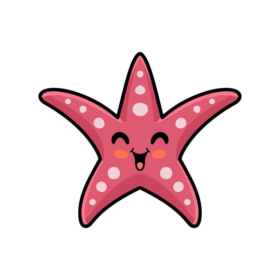 Cute pink starfish cartoon design vector