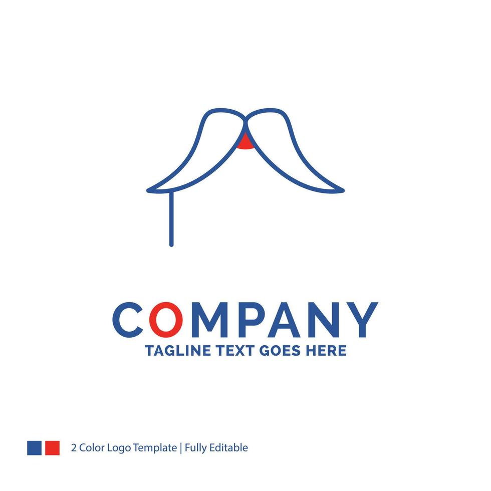 Company Name Logo Design For moustache. Hipster. movember. male. men. Blue and red Brand Name Design with place for Tagline. Abstract Creative Logo template for Small and Large Business. vector