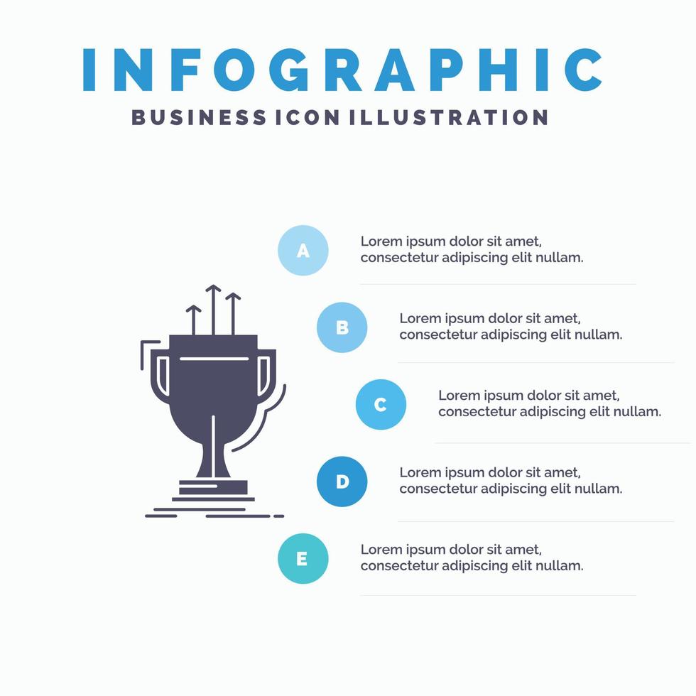 otorgar. competitivo. taza. borde. plantilla de infografía de premio para sitio web y presentación. icono de glifo gris con ilustración de vector de estilo infográfico azul.