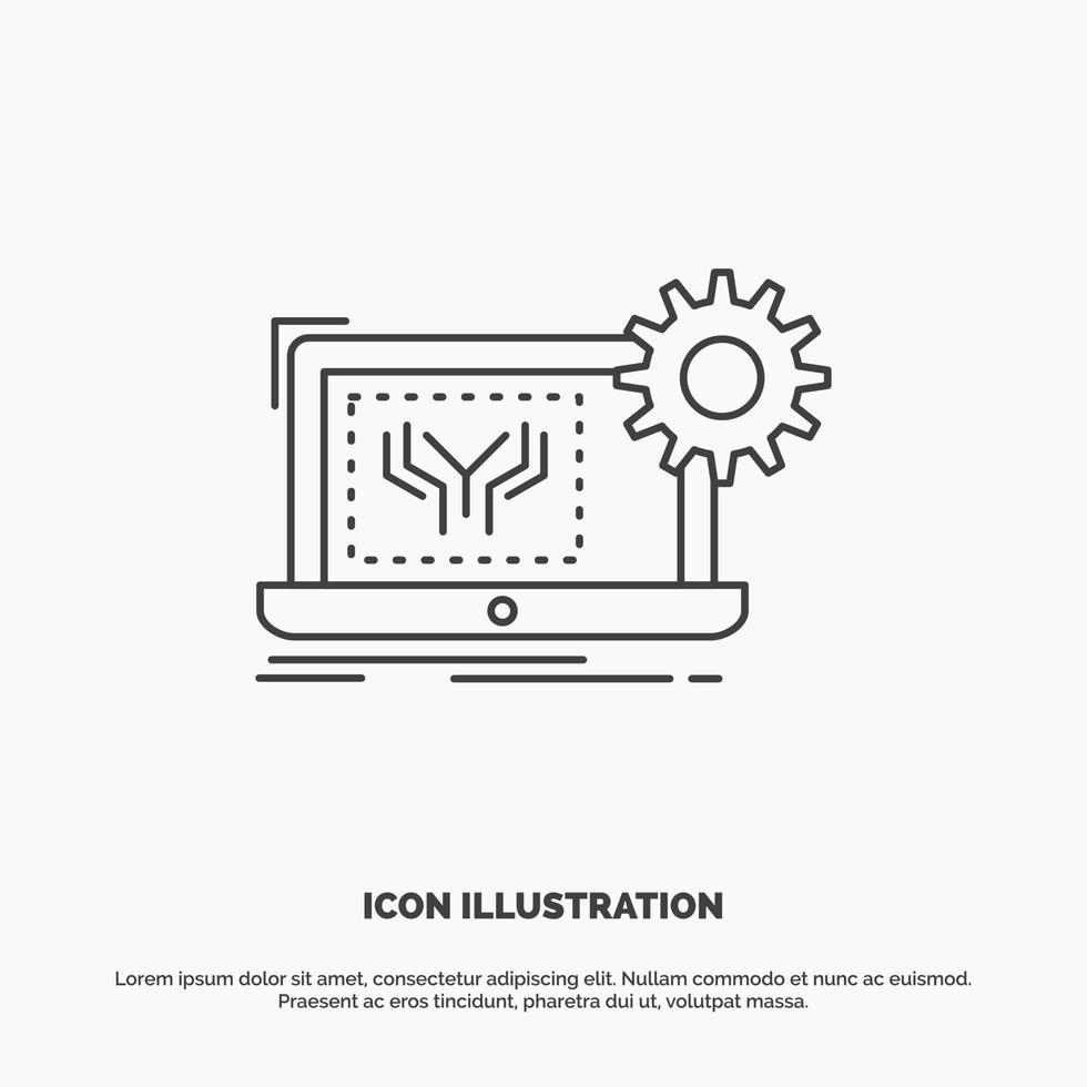 Blueprint. circuit. electronics. engineering. hardware Icon. Line vector gray symbol for UI and UX. website or mobile application