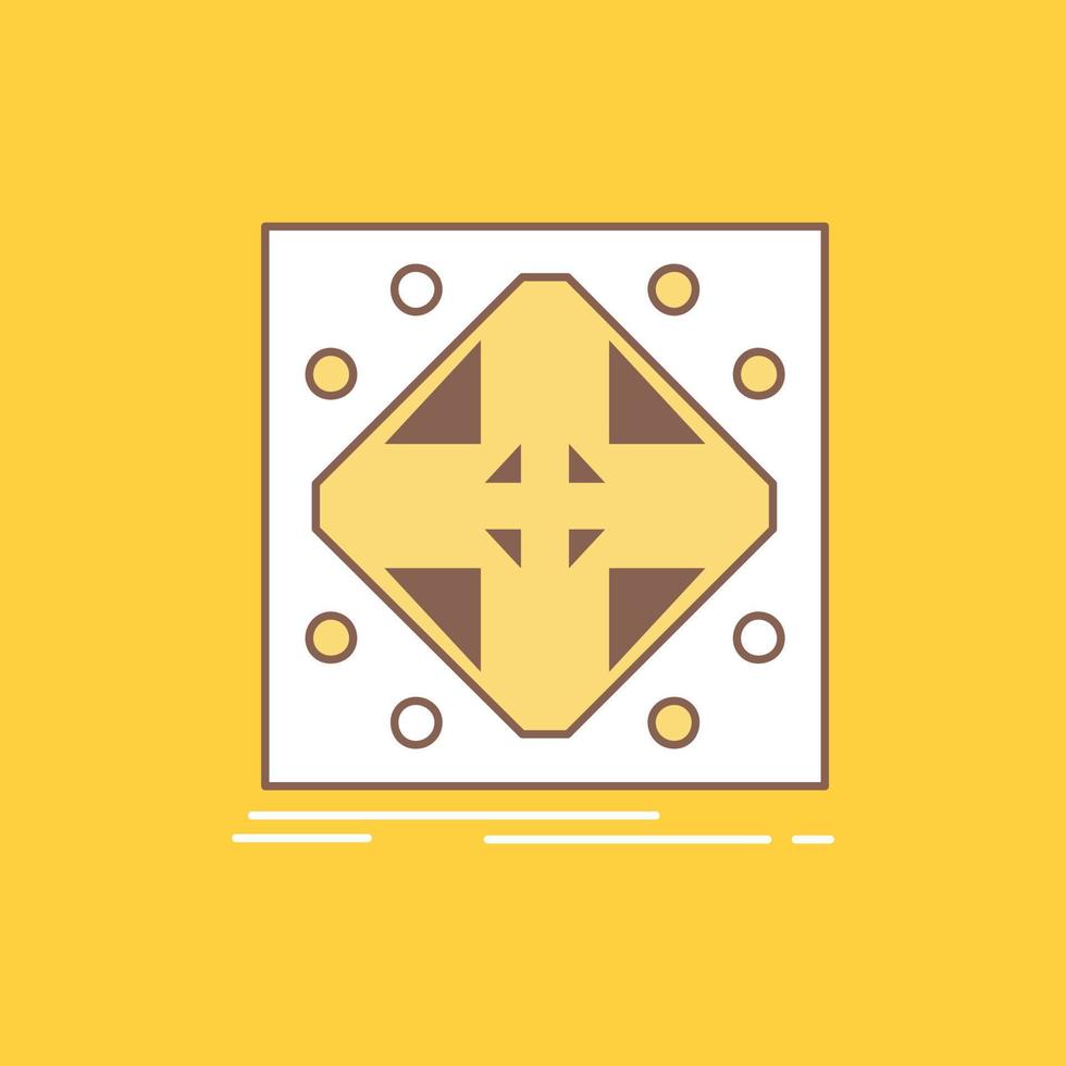 Data. infrastructure. network. matrix. grid Flat Line Filled Icon. Beautiful Logo button over yellow background for UI and UX. website or mobile application vector