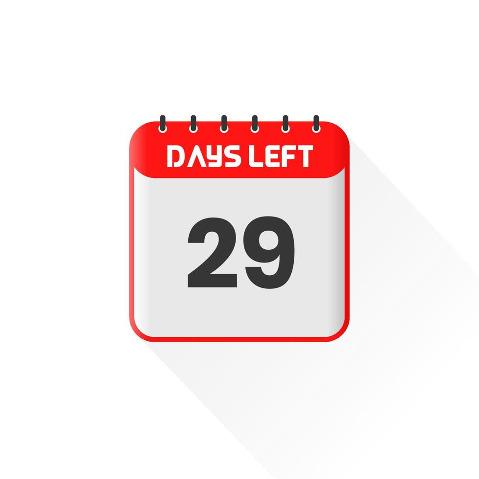 icono de cuenta regresiva Quedan 29 días para la promoción de ventas. banner promocional de ventas quedan 29 días para ir vector