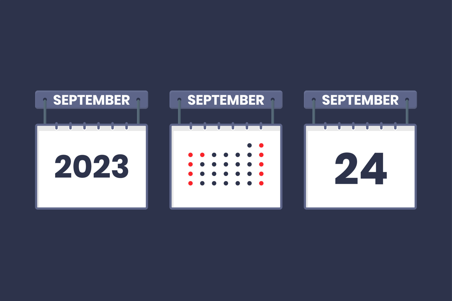 2023 calendar design September 24 icon. 24th September calendar