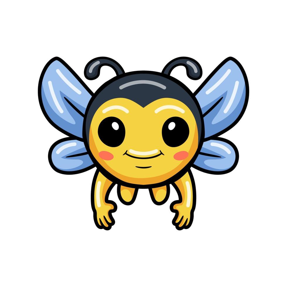 linda pequeña abeja de dibujos animados volando vector