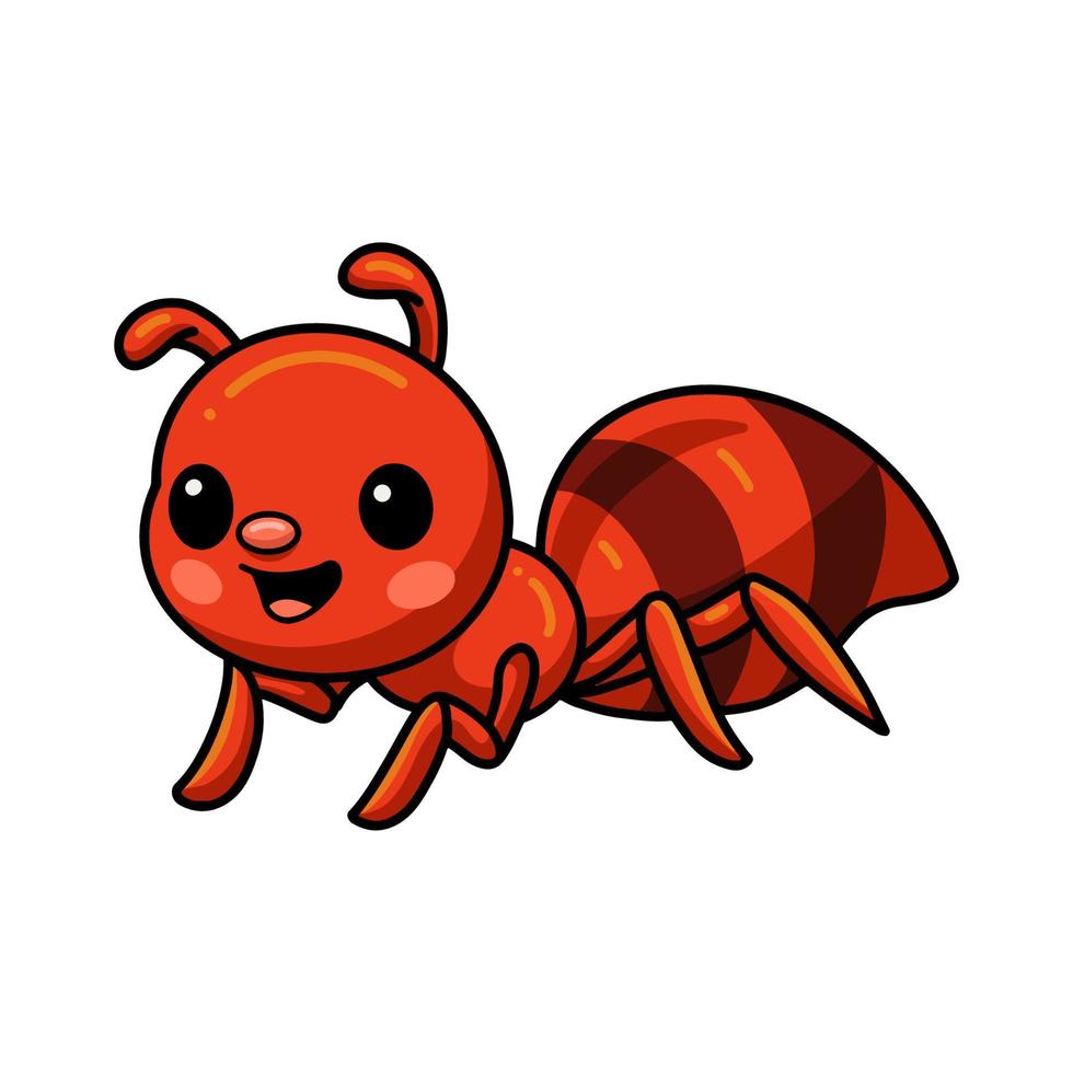 Cute little red ant cartoon vector