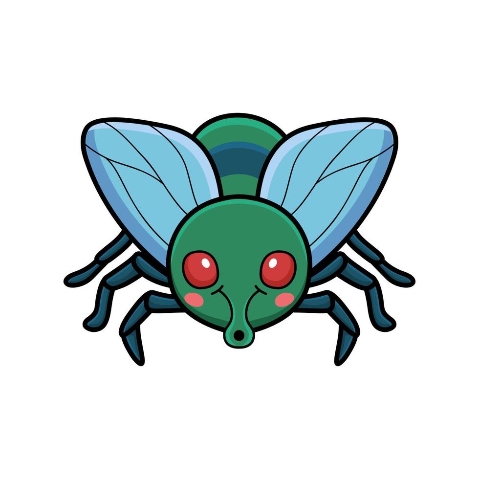 Cute little house fly cartoon vector