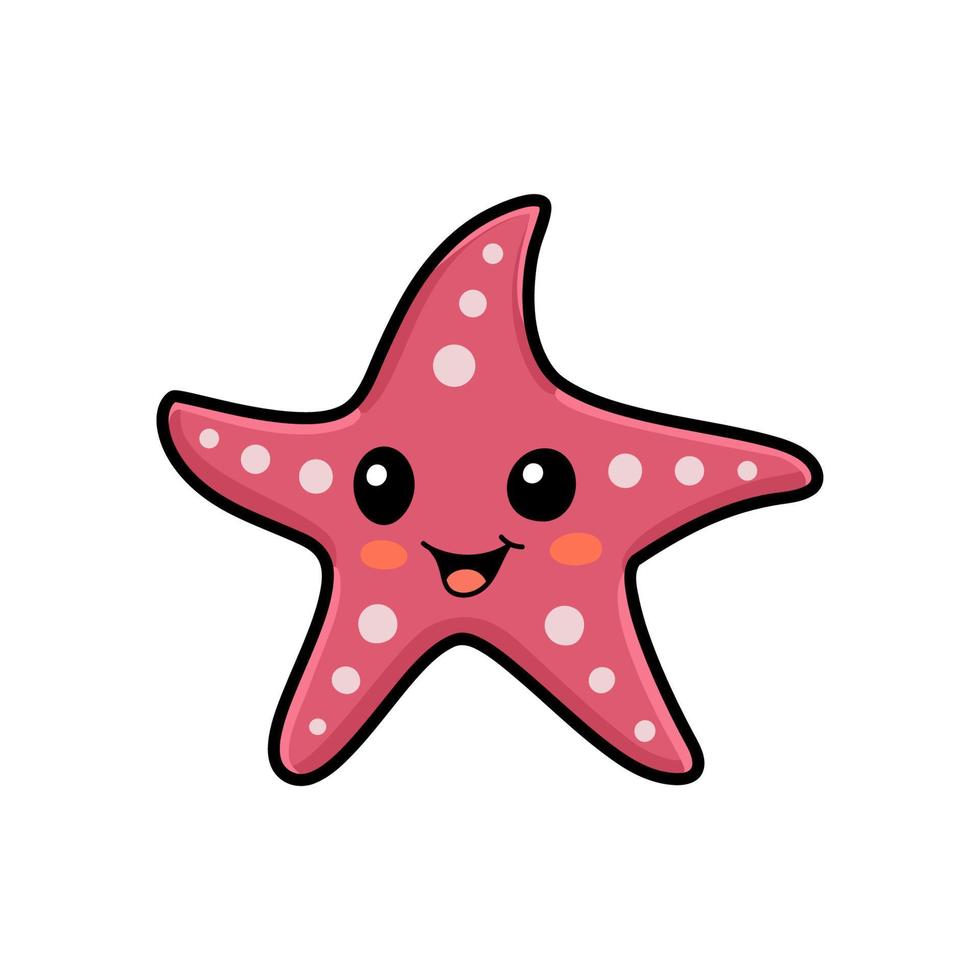 Cute pink starfish cartoon design vector