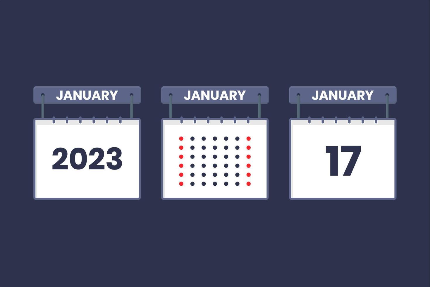 2023 calendar design January 17 icon. 17th January calendar schedule, appointment, important date concept. vector