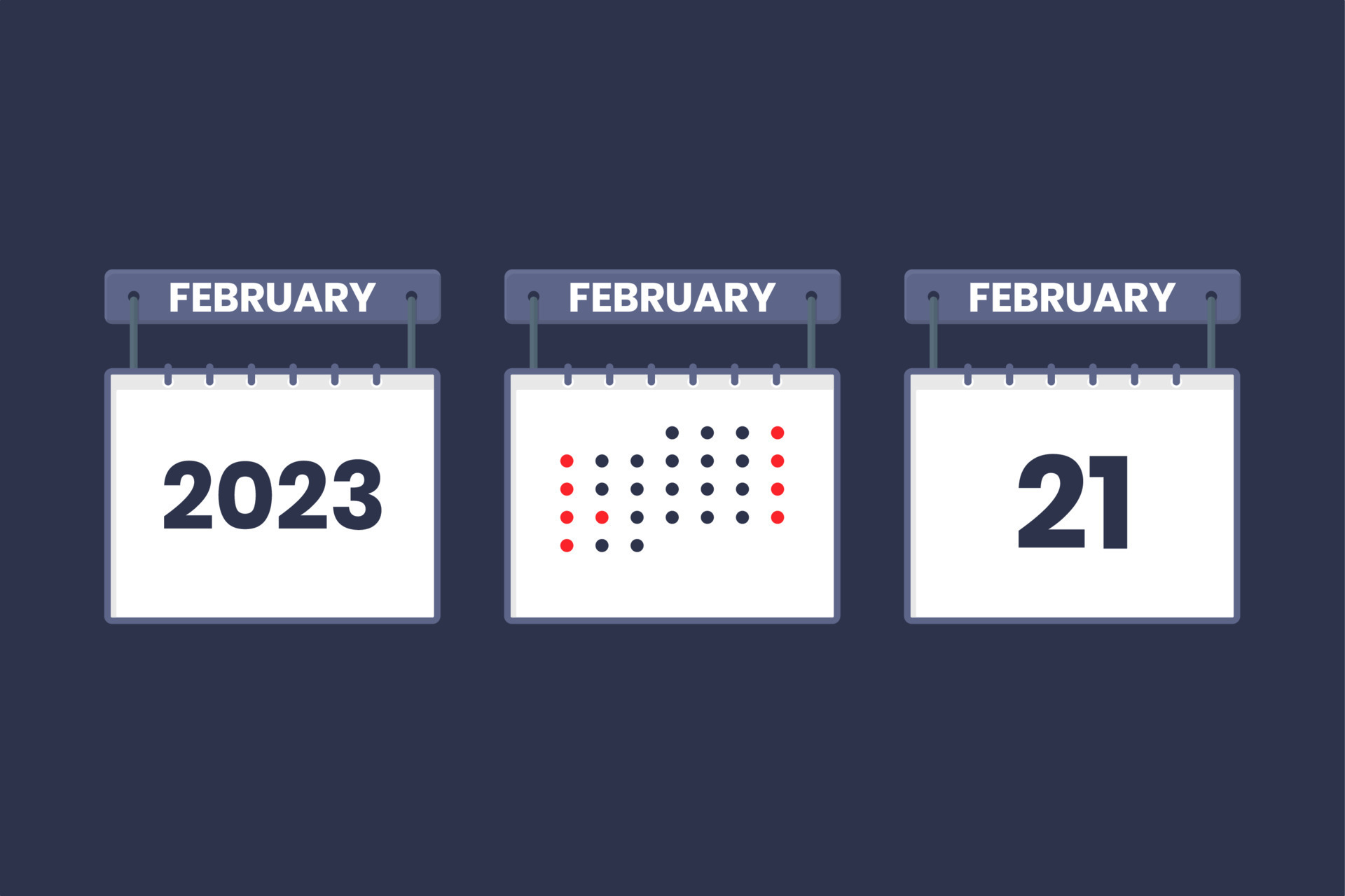 2023 calendar design February 21 icon. 21st February calendar schedule