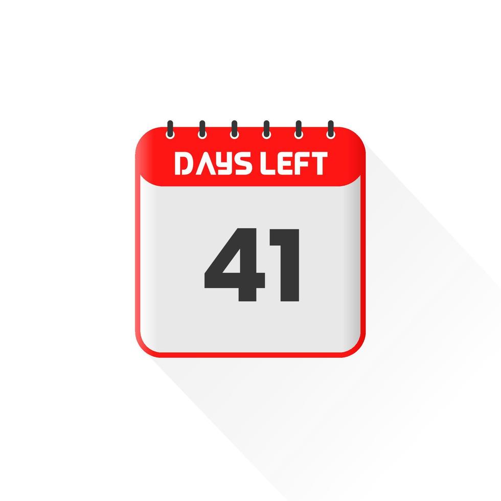 Countdown icon 41 Days Left for sales promotion. Promotional sales banner 41 days left to go vector