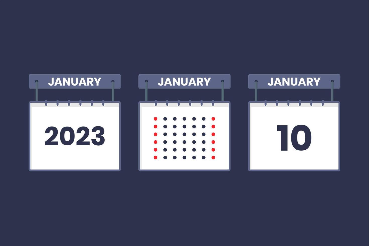 2023 calendar design January 10 icon. 10th January calendar schedule, appointment, important date concept. vector