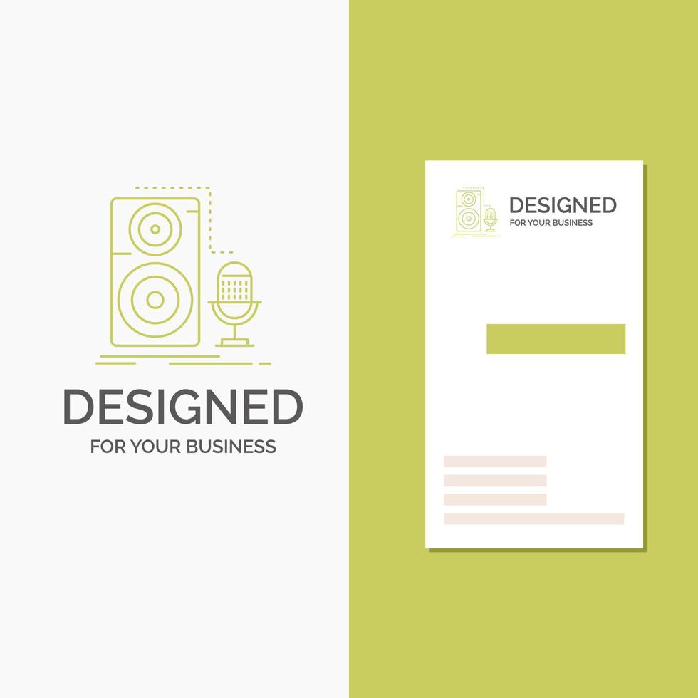 Business Logo for Live. mic. microphone. record. sound. Vertical Green Business .Visiting Card template. Creative background vector illustration