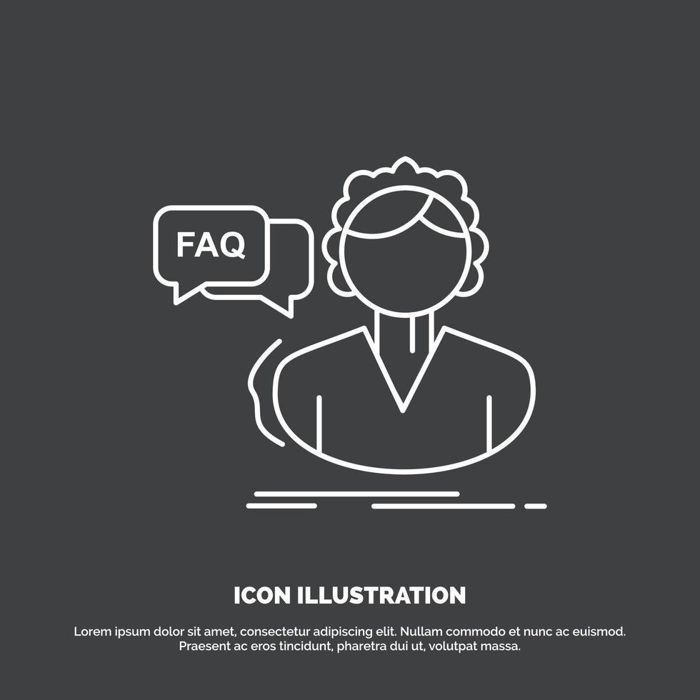 FAQ. Assistance. call. consultation. help Icon. Line vector symbol for UI and UX. website or mobile application