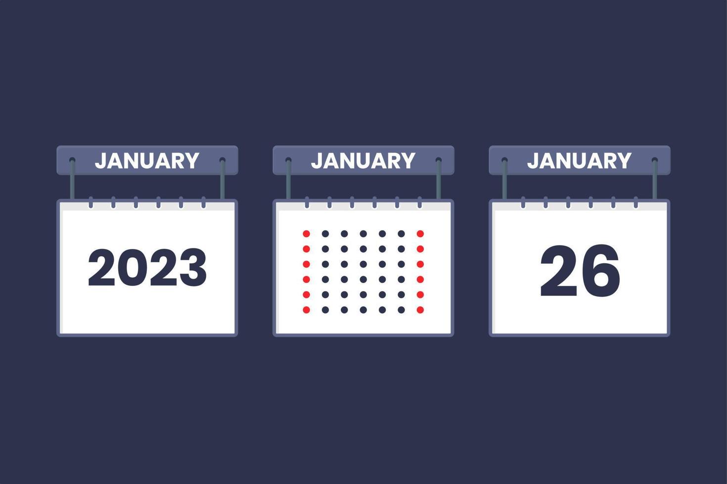 2023 calendar design January 26 icon. 26th January calendar schedule, appointment, important date concept. vector