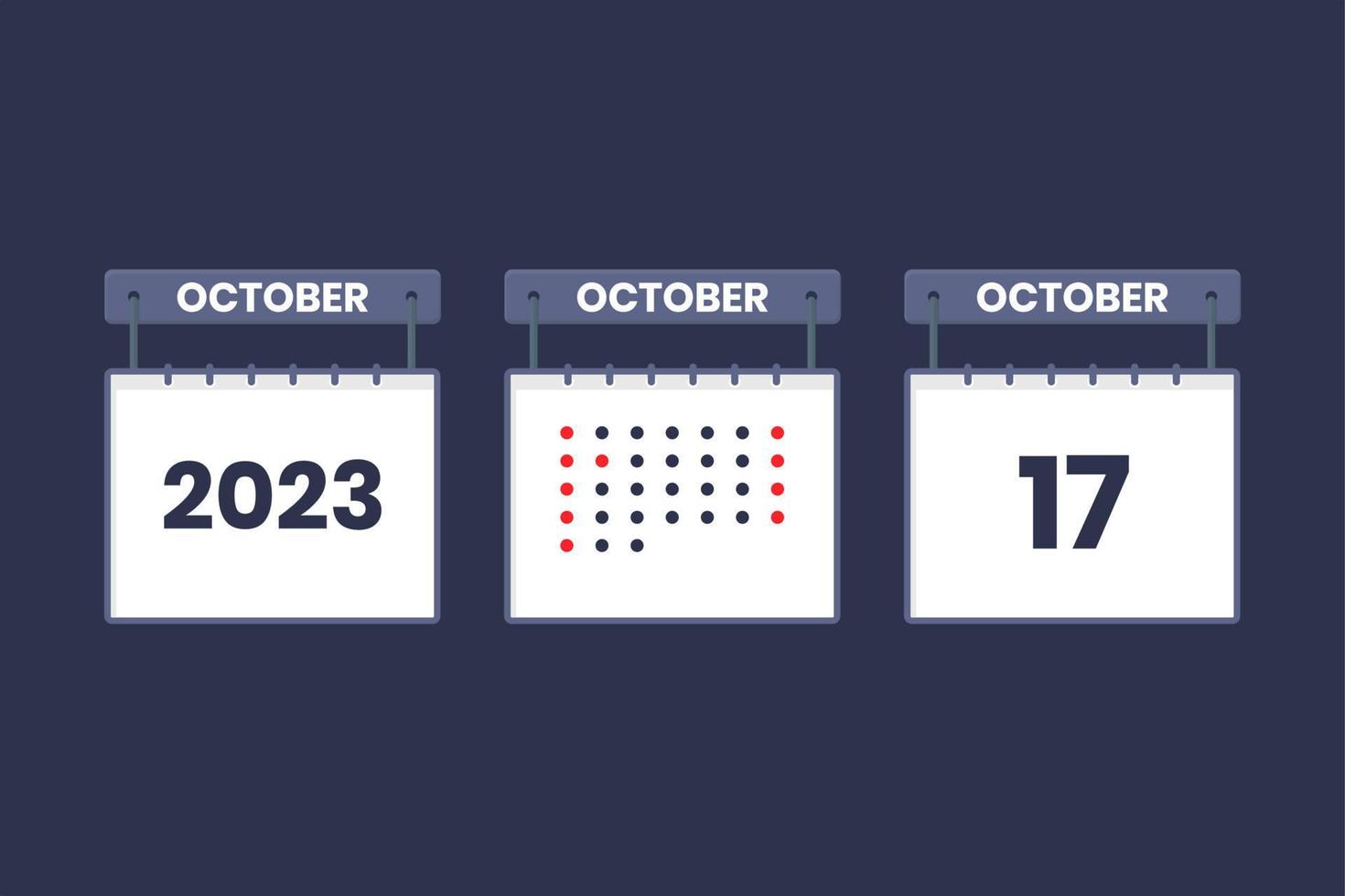 Diseño de calendario 2023 icono del 17 de octubre. Calendario del 17 de octubre, cita, concepto de fecha importante. vector