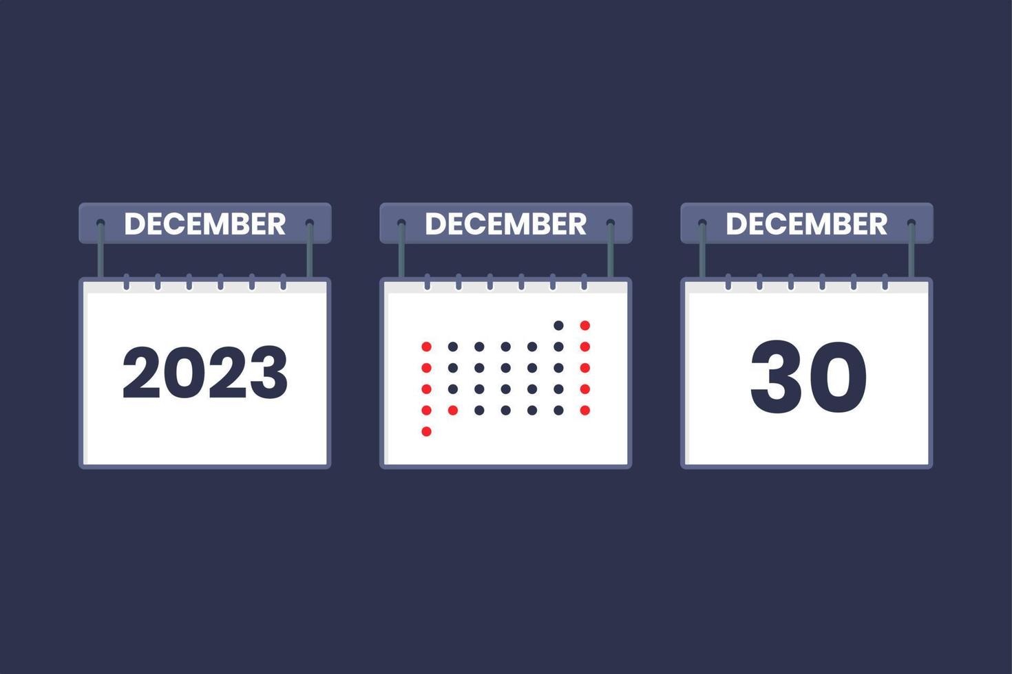 2023 calendar design December 30 icon. 30th December calendar schedule, appointment, important date concept. vector