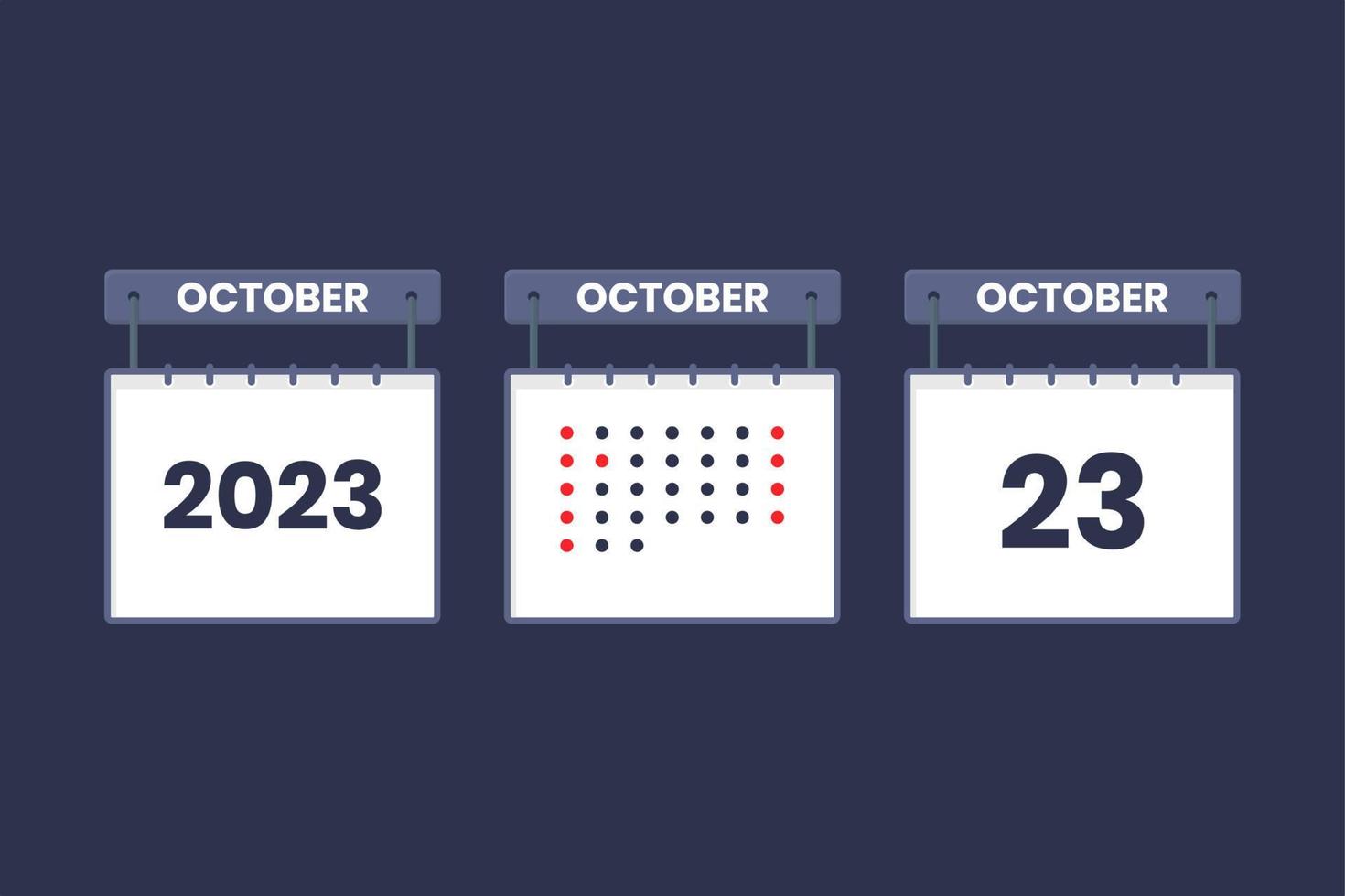 2023 calendar design October 23 icon. 23rd October calendar schedule, appointment, important date concept. vector