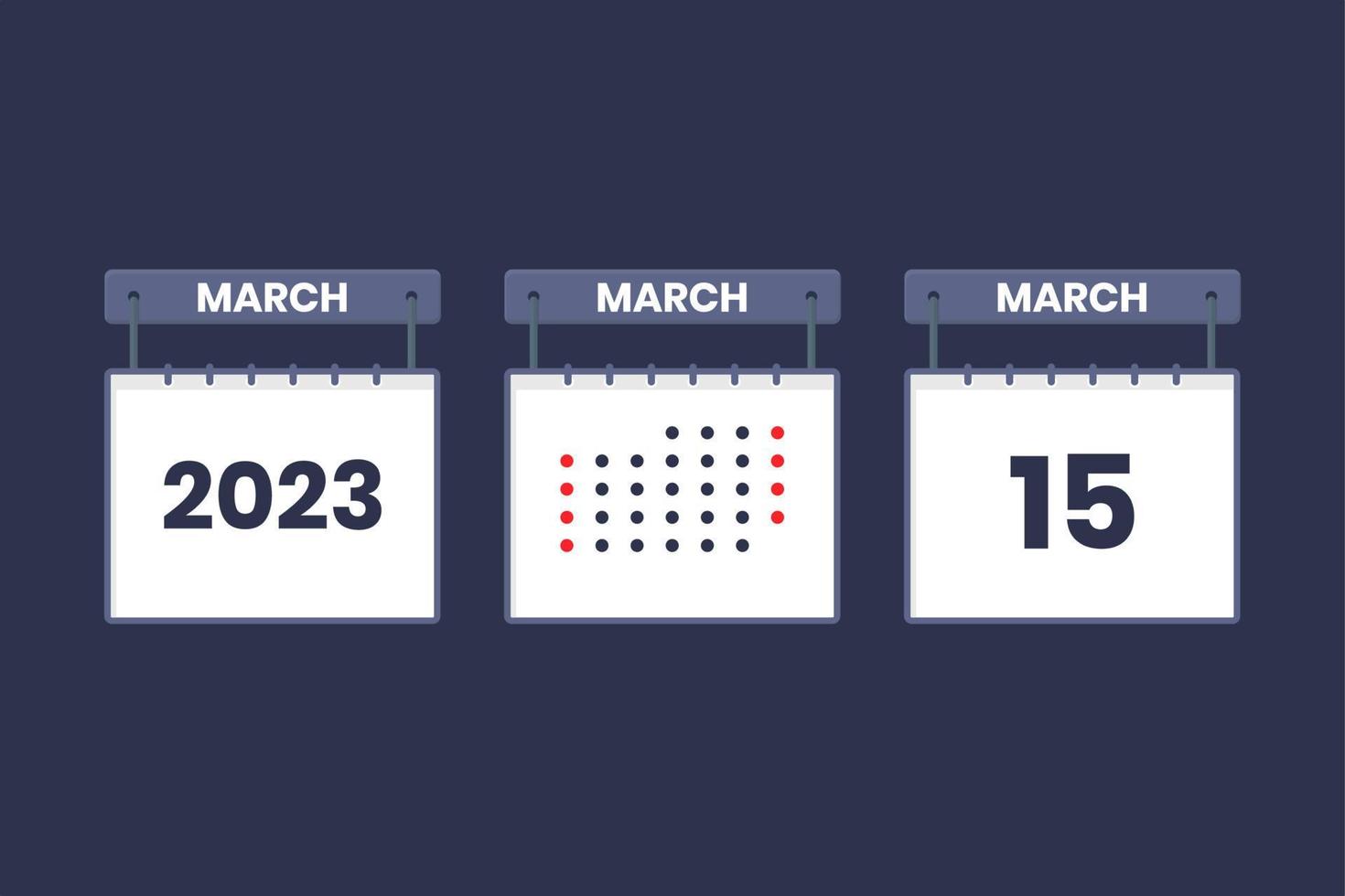 2023 calendar design March 15 icon. 15th March calendar schedule, appointment, important date concept. vector
