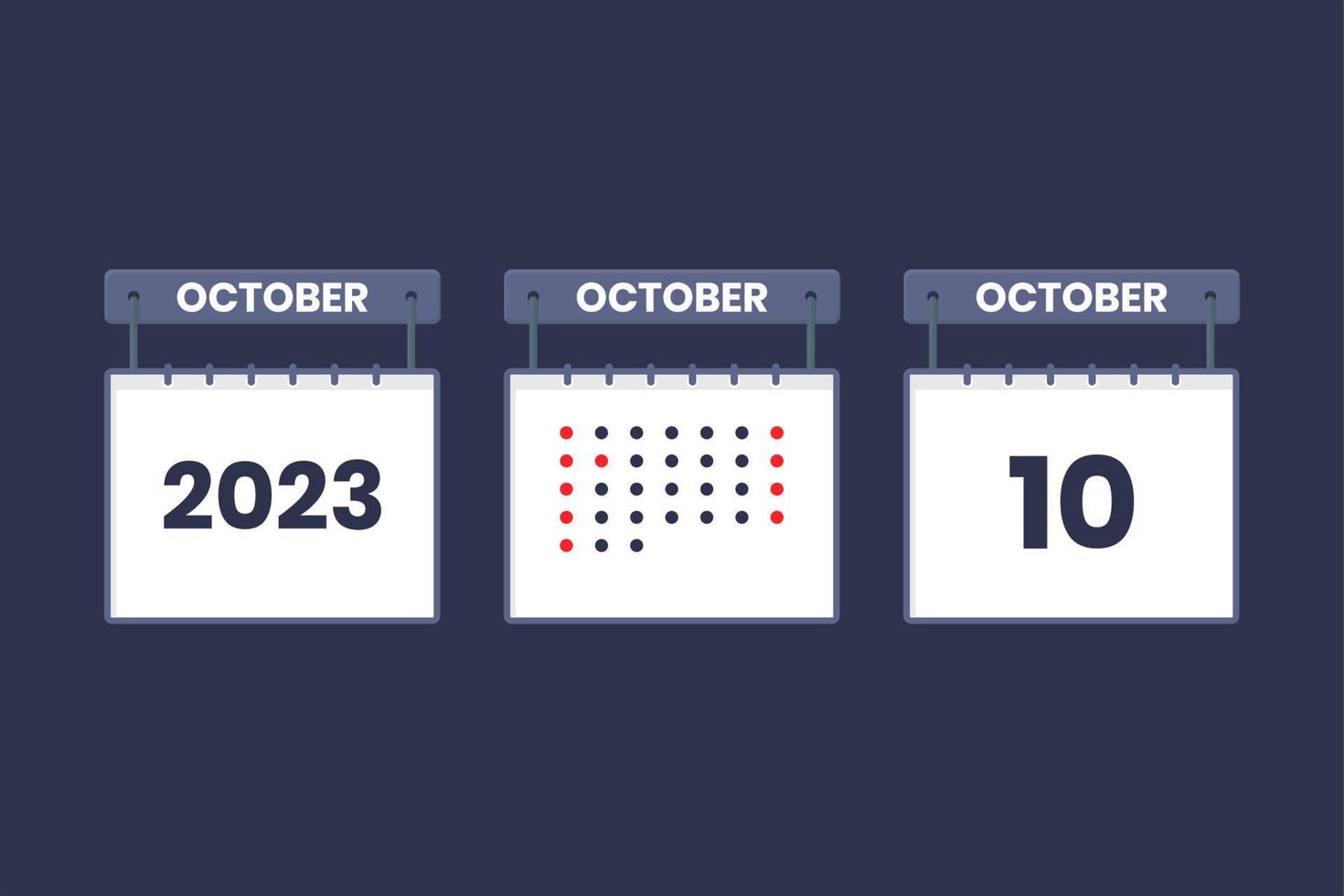 2023 calendar design October 10 icon. 10th October calendar schedule, appointment, important date concept. vector
