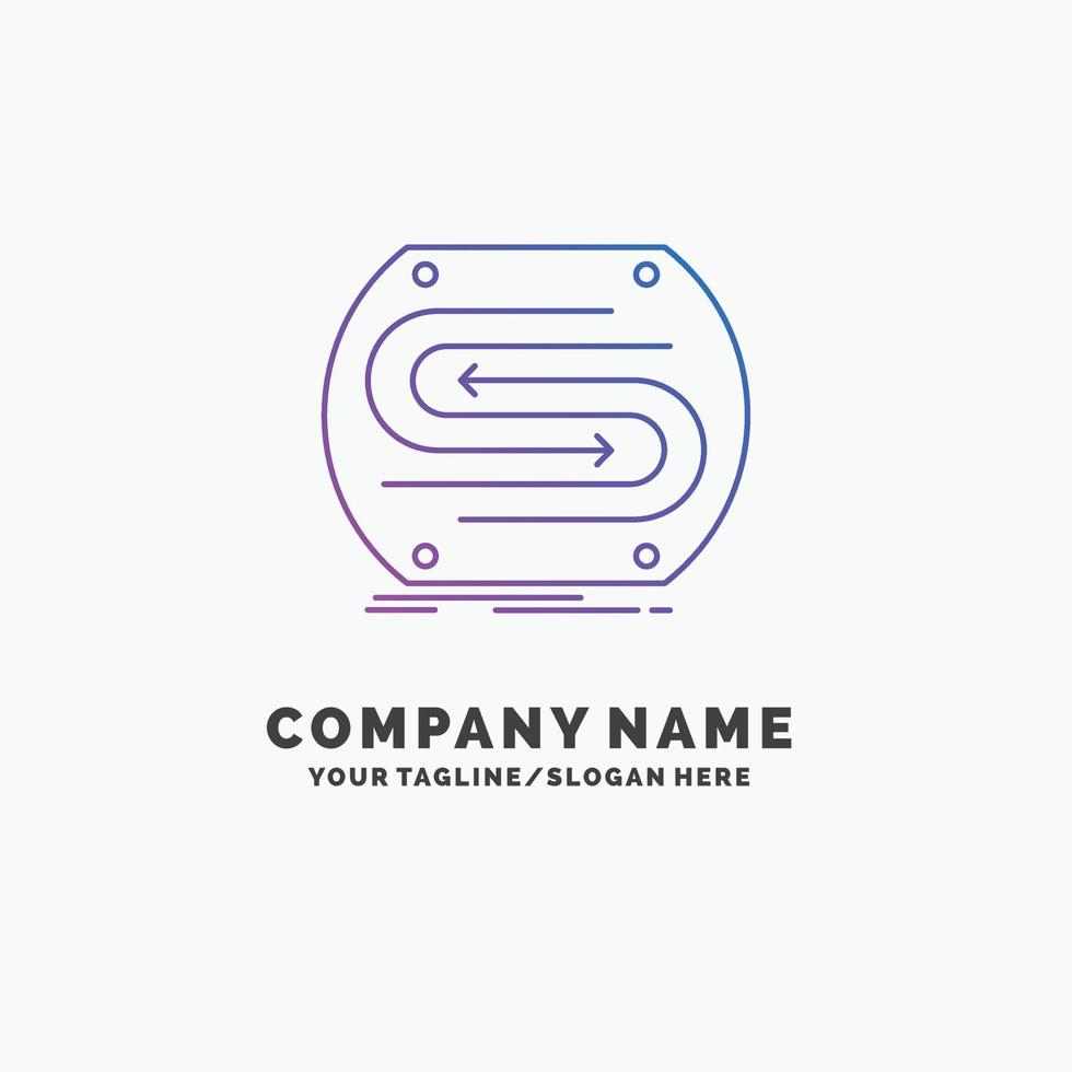 business arrow. concept. convergence. match. pitch Purple Business Logo Template. Place for Tagline vector