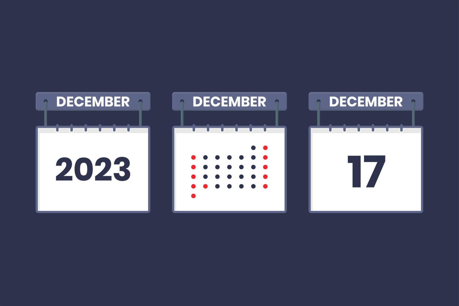 2023 calendar design December 17 icon. 17th December calendar schedule, appointment, important date concept. vector