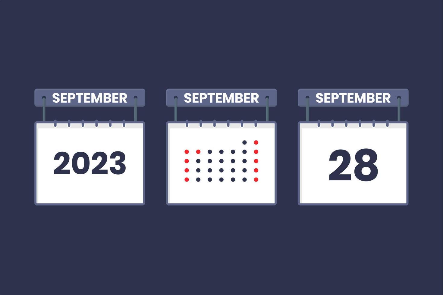 2023 calendar design September 28 icon. 28th September calendar schedule, appointment, important date concept. vector