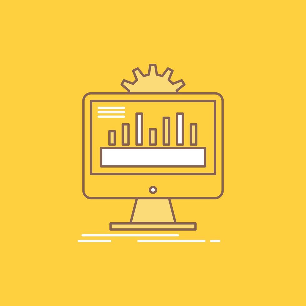 dashboard. admin. monitor. monitoring. processing Flat Line Filled Icon. Beautiful Logo button over yellow background for UI and UX. website or mobile application vector