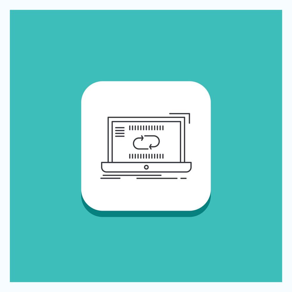 Round Button for Communication. connection. link. sync. synchronization Line icon Turquoise Background vector