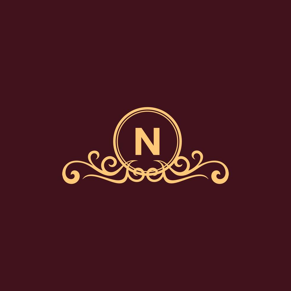 LETTER N ORNAMENT LUXURY MONOGRAM LOGO vector