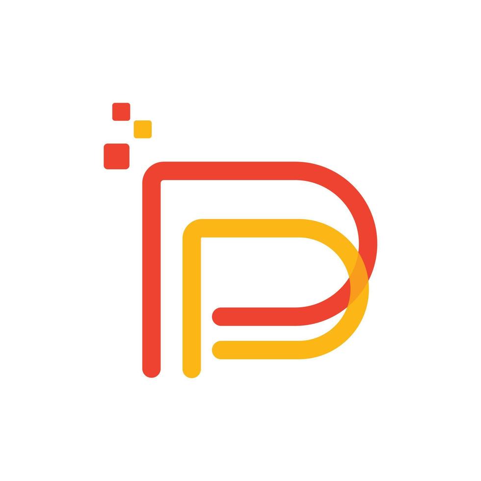LETTER P DIGITAL PIXEL MODERN LOGO vector