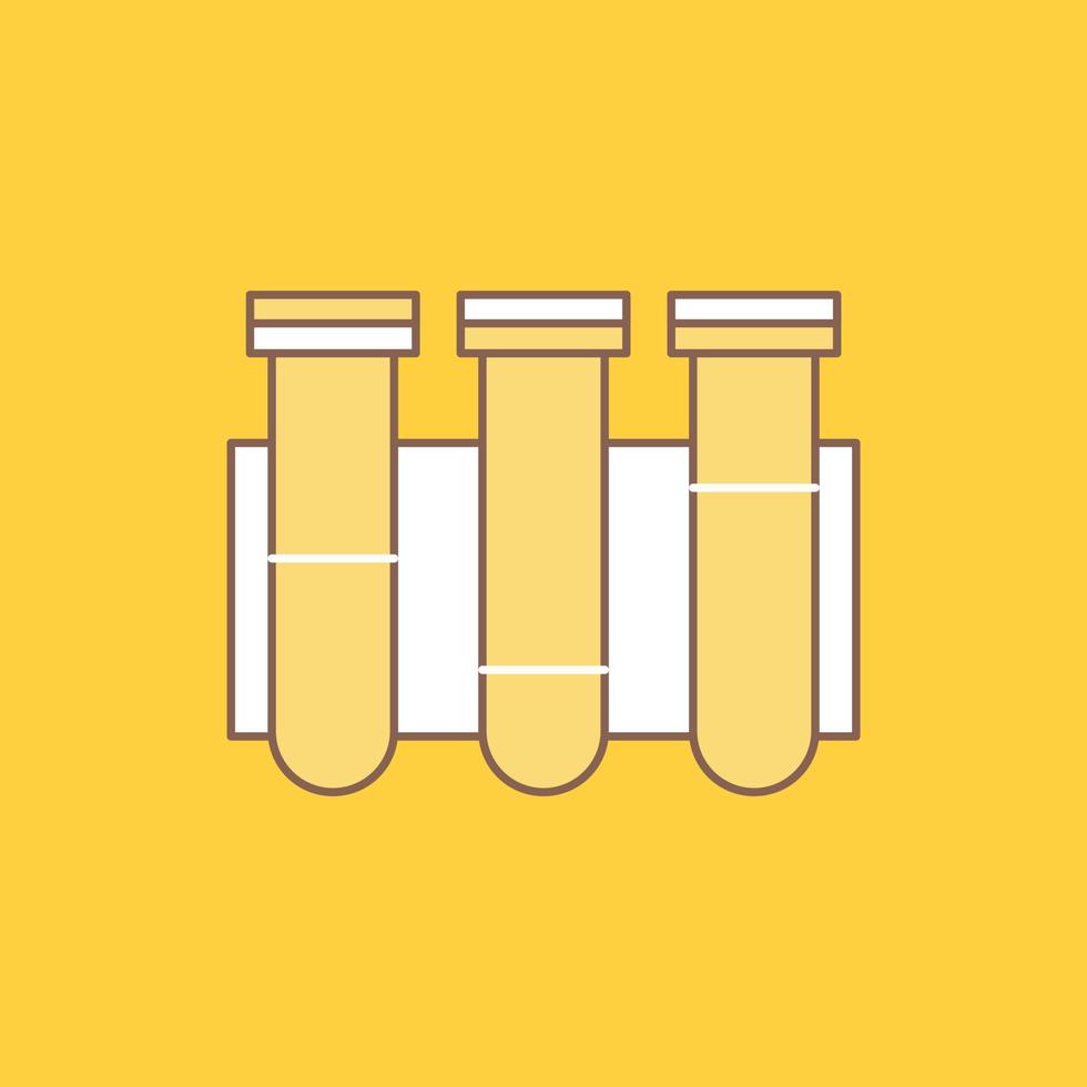 Test. Tube. Science. laboratory. blood Flat Line Filled Icon. Beautiful Logo button over yellow background for UI and UX. website or mobile application vector
