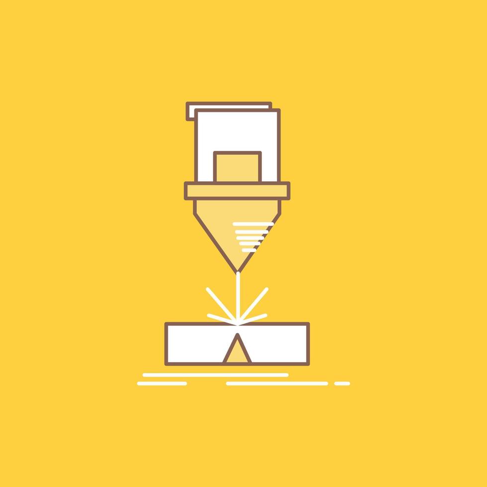 Cutting. engineering. fabrication. laser. steel Flat Line Filled Icon. Beautiful Logo button over yellow background for UI and UX. website or mobile application vector