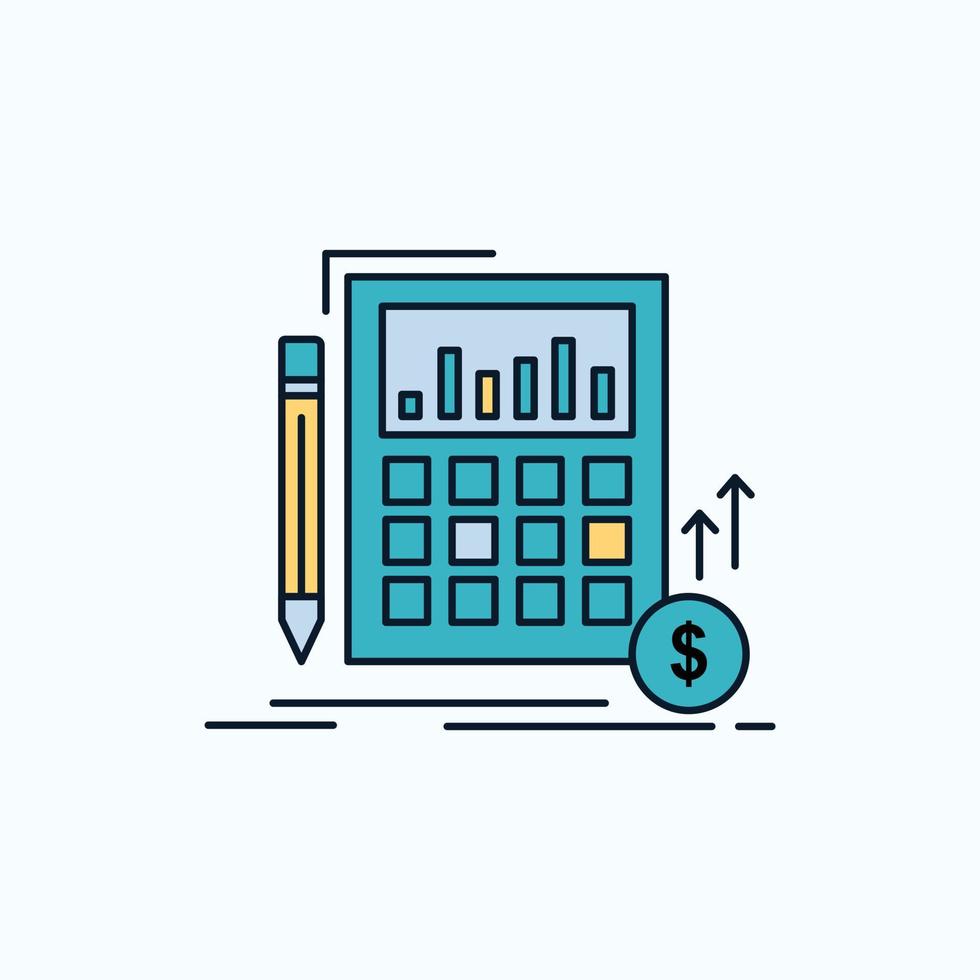 Calculation. data. financial. investment. market Flat Icon. green and Yellow sign and symbols for website and Mobile appliation. vector illustration