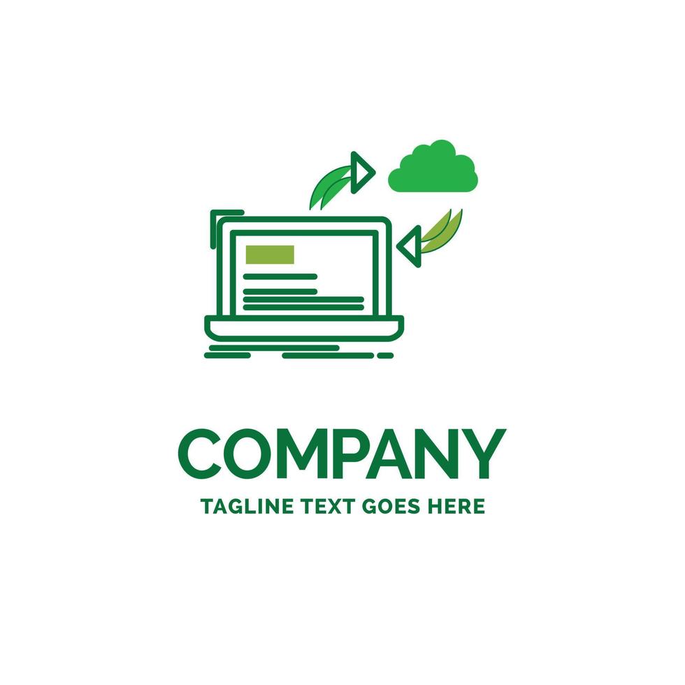 sync. processing. data. dashboard. arrows Flat Business Logo template. Creative Green Brand Name Design. vector
