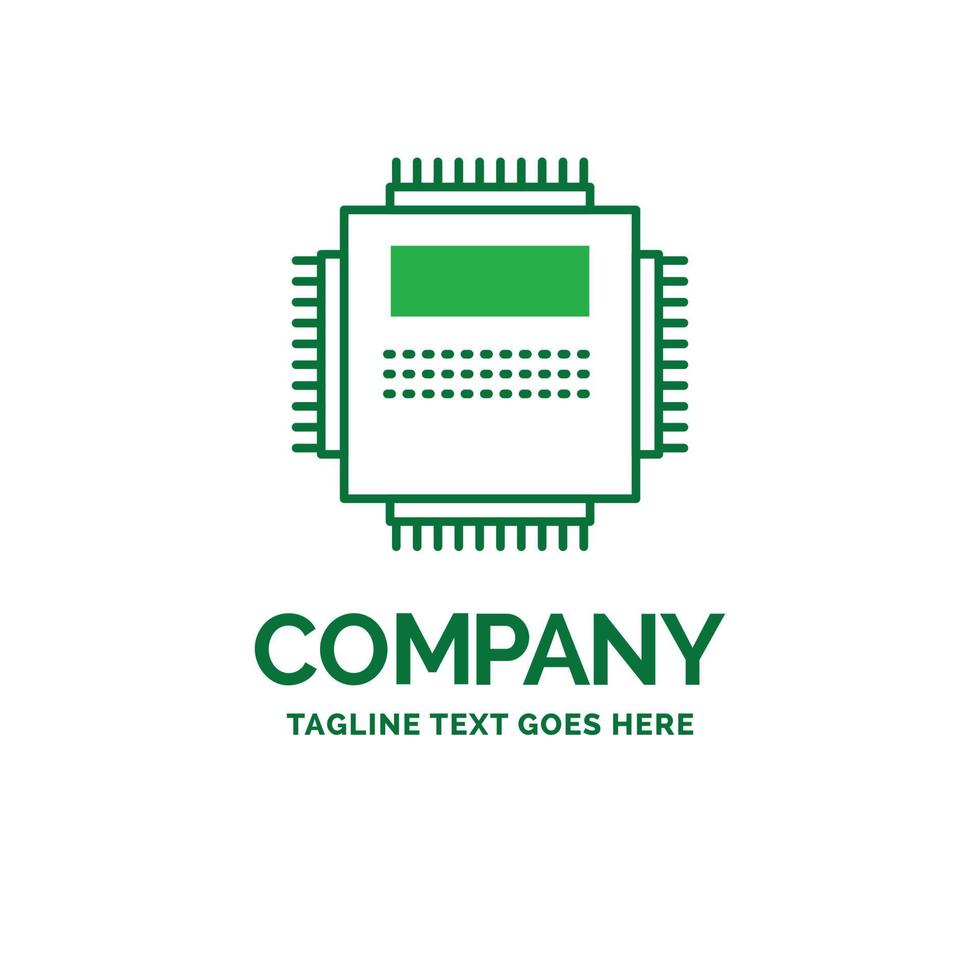 Processor. Hardware. Computer. PC. Technology Flat Business Logo template. Creative Green Brand Name Design. vector