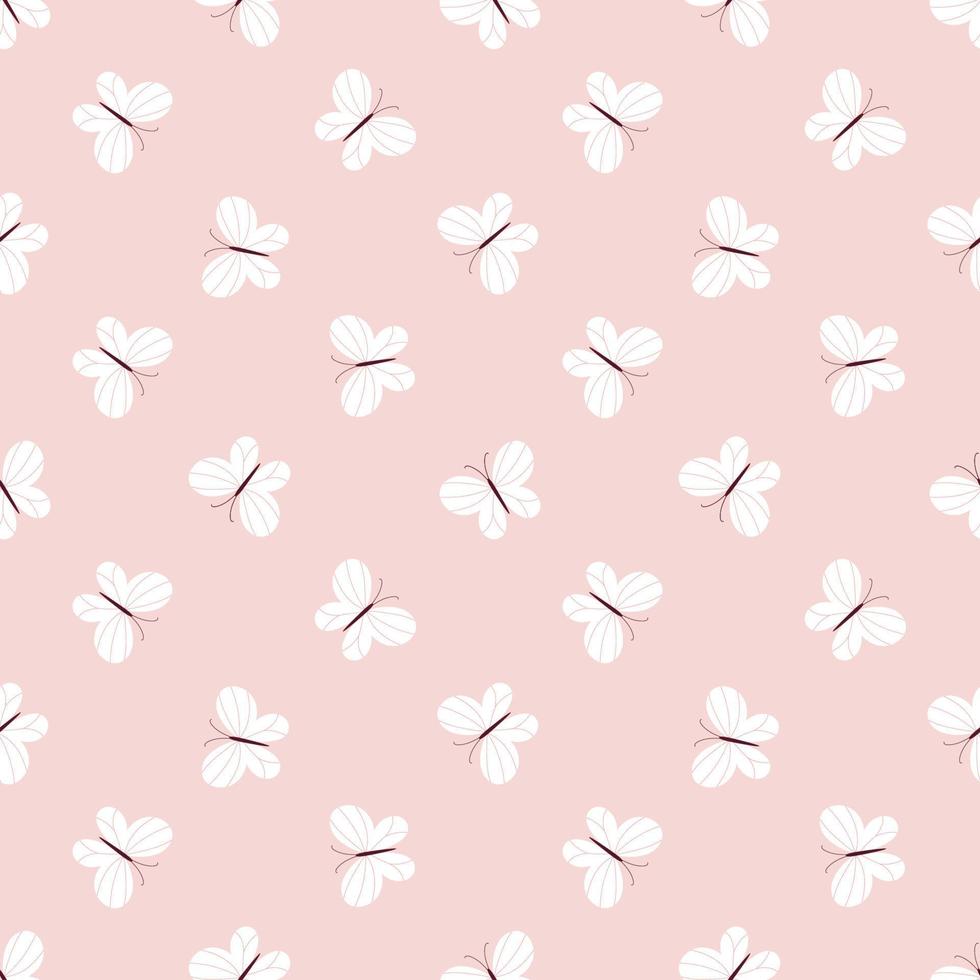 Seamless vector pattern with small butterflies on a light pink background. Seamless pattern for fabrics, wrapping paper, children s textiles
