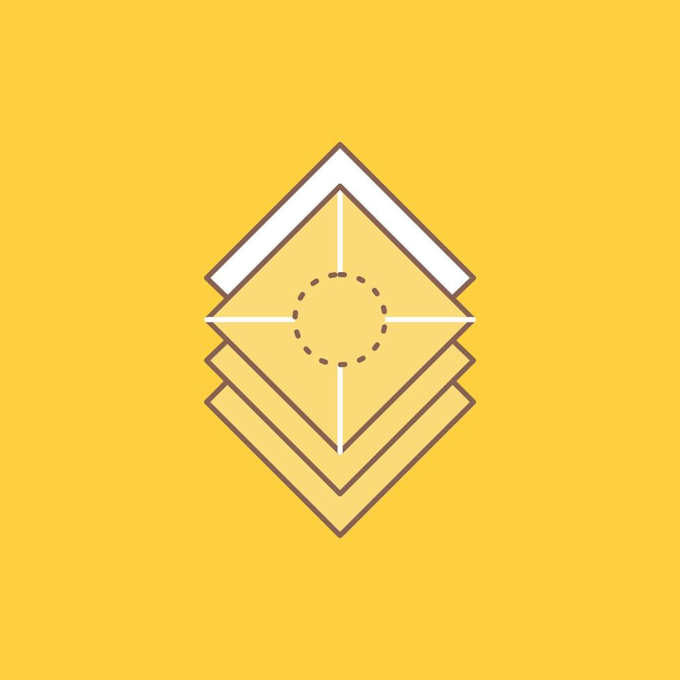 Arrange. design. layers. stack. layer Flat Line Filled Icon. Beautiful Logo button over yellow background for UI and UX. website or mobile application vector